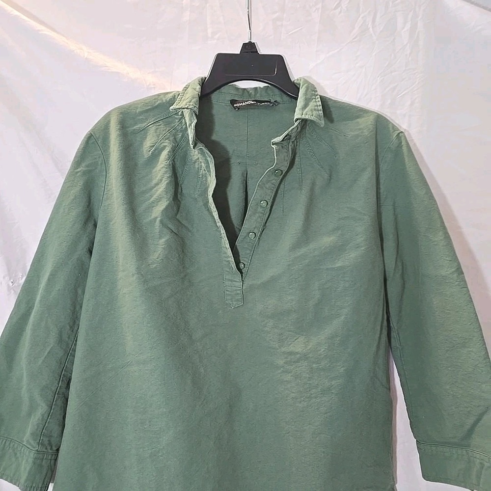 Tuckernuck Pomander Place Polly Shirt Dress Green Boxy Long Sleeve Buttons Sz M - Picture 2 of 15